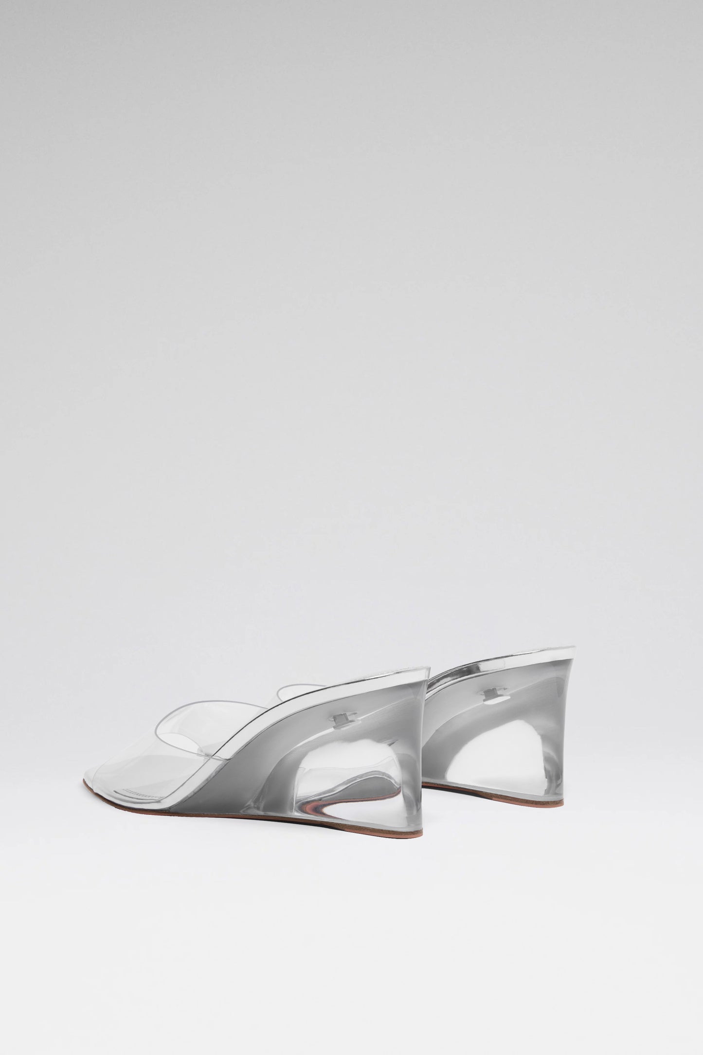 Lupita 70 luxury transparent silver pvc mirror glass wedges for women