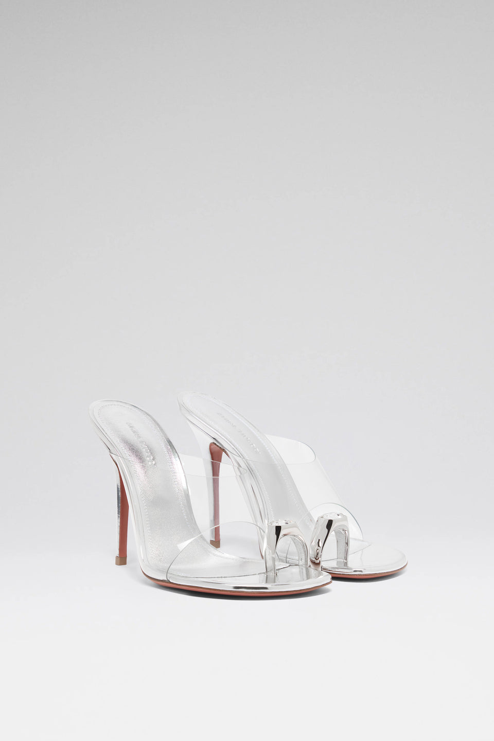 Justine 105 luxury silver transparent mirror pvc slippers
