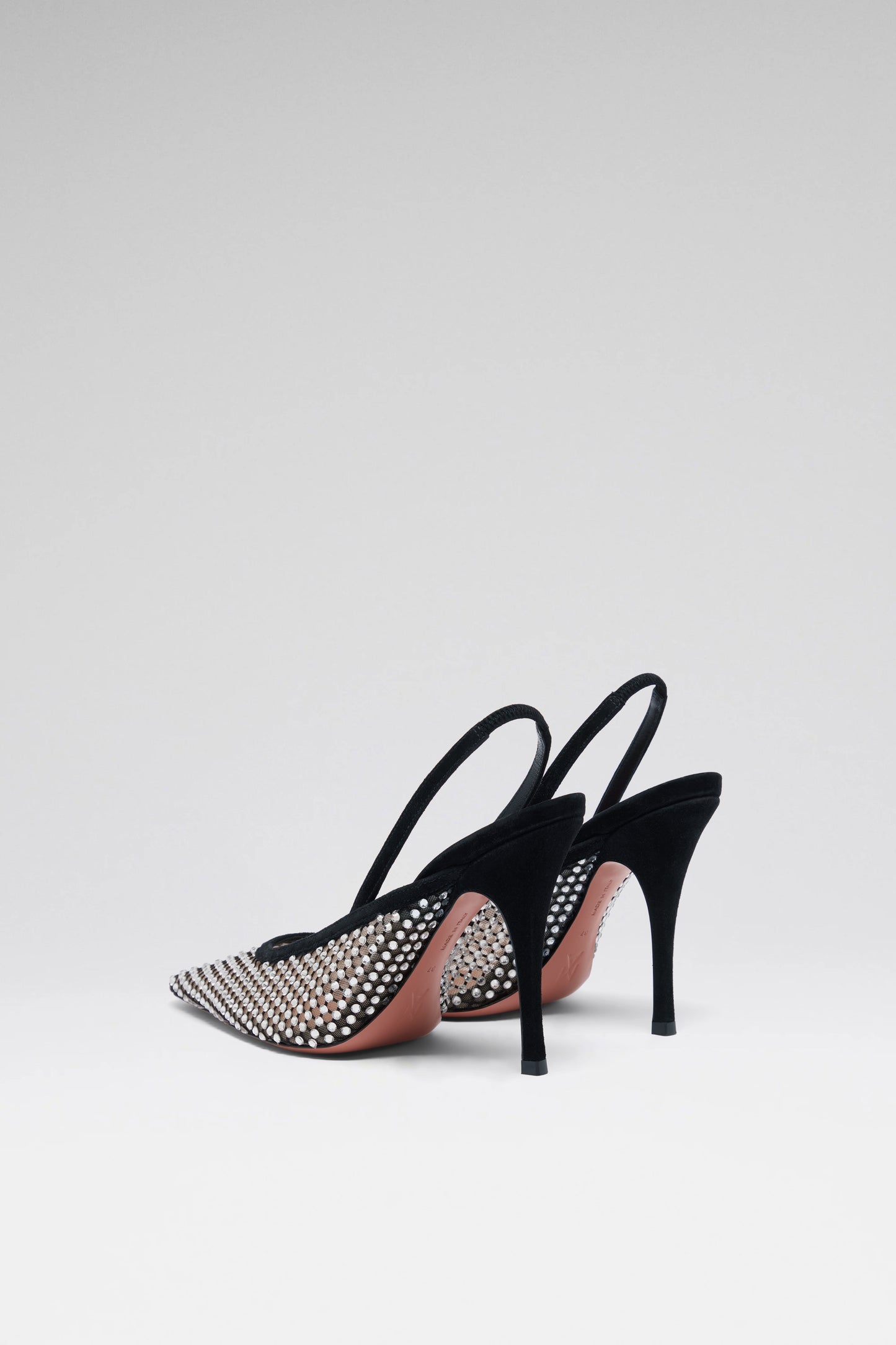 Felicia 100 luxury black white suede crystals net slingbacks for women