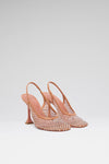 Dolly 95 luxury latte white nappa net crystals slingbacks