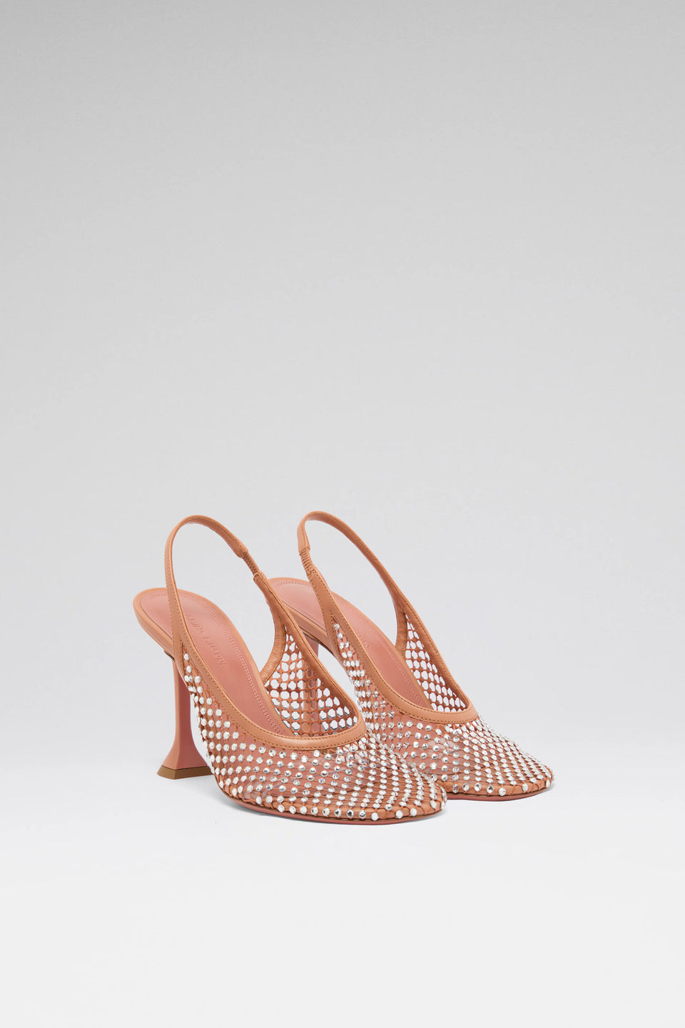 Dolly 95 luxury latte white nappa net crystals slingbacks