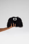 Camelia Feather Clutch Black Feather Silver Hardware