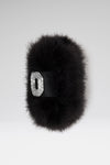 Camelia feather luxury black feather silver hardware bags