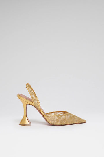 Holli Lace Sling 95 Gold Lace And Gold Nappa