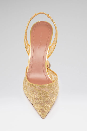 Holli Lace Sling 95 Gold Lace And Gold Nappa