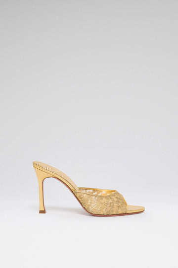 Alexa Lace Slipper 95 Gold Lace And Gold Nappa