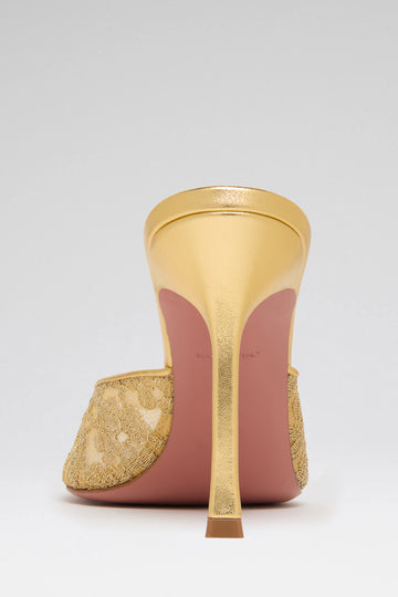 Alexa Lace Slipper 95 Gold Lace And Gold Nappa