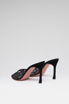 Alexa 95 luxury black glitter leopard mesh black suede slippers for women