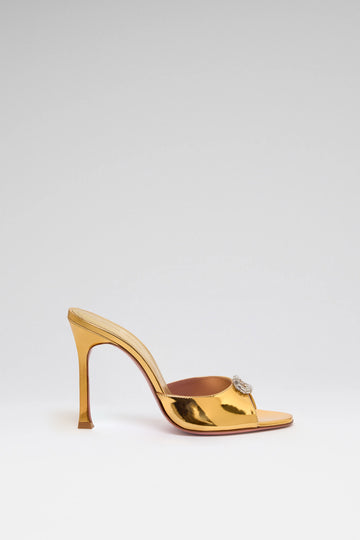 Mini Camelia Slipper 105 Gold Mirror And White Crystal Buckle