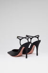Carolyn 100 luxury black satin white crystal buckle pumps for women