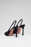 Alexa 105 luxury black satin slingbacks for women
