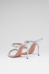 Elizabeth 105 luxury silver mirror white crystal chain slippers for women