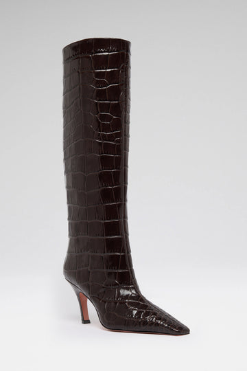 Mona Boot 80 Shiny Coffee Printed Croc