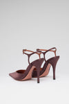 Carolyn 100 luxury pumps coffee satin white crystal buckle for women
