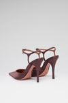 Carolyn 100 luxury pumps coffee satin white crystal buckle for women