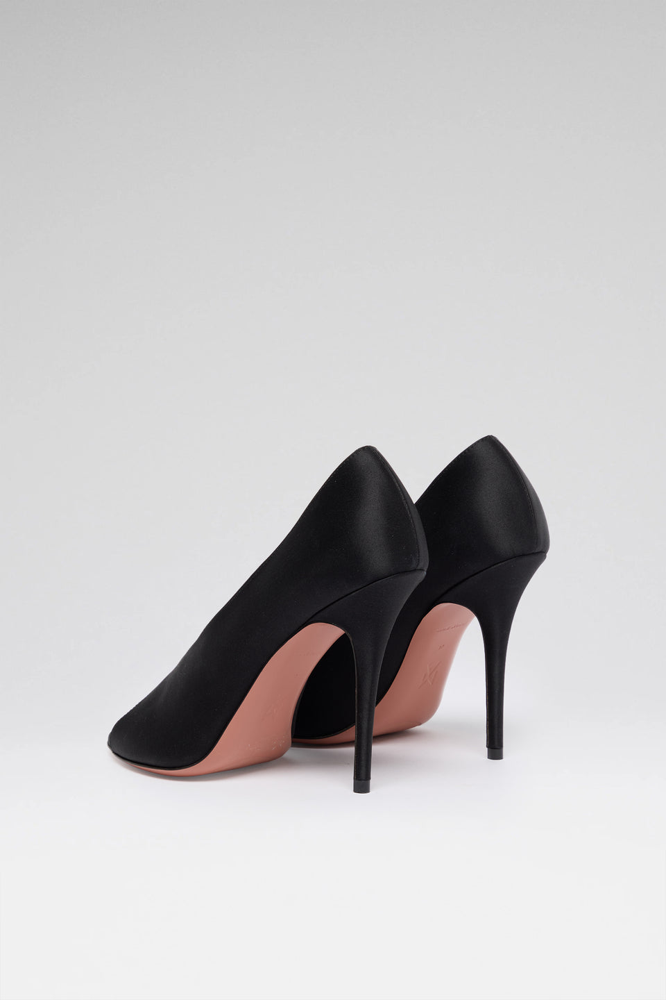 Barbara peep toe 105 luxury black satin pumps for women
