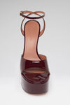 Aya Platform Sandal 155 Merlot Patent And Gold Buckle