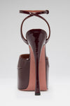 Aya Platform Sandal 155 Merlot Patent And Gold Buckle