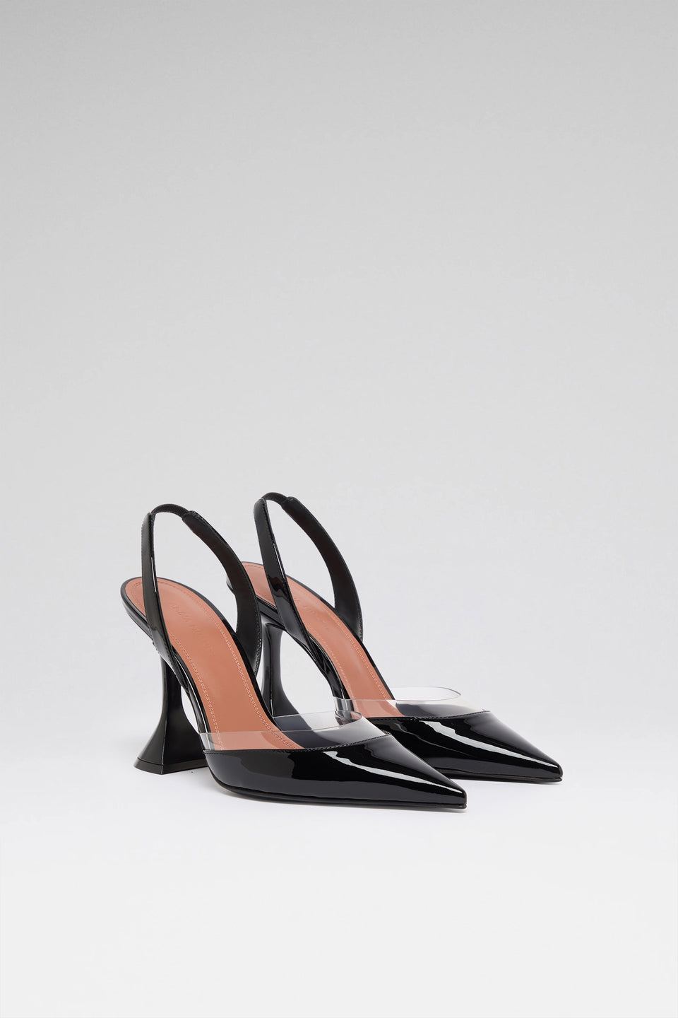 Lara 95 luxury black transparent patent slingbacks