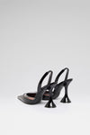 Lara 95 luxury black transparent patent slingbacks for women