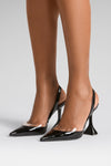 Lara Sling 95 Black Patent And Transparent Pvc