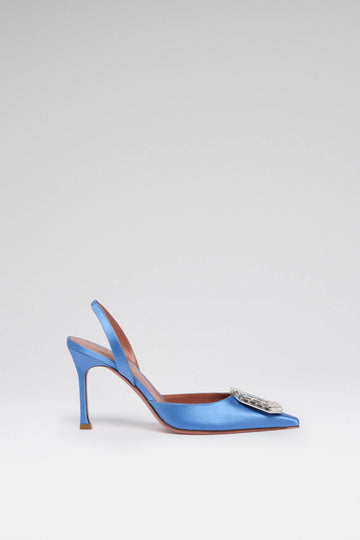 Camelia Sling 90 Sapphire Satin And Sapphire Nappa