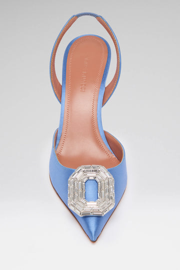 Camelia Sling 90 Sapphire Satin And Sapphire Nappa