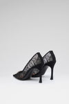 Camelia Lace 90 luxury black lace black satin pumps for women