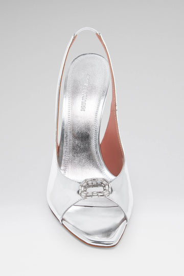 Mini Camelia Sling 105 Silver Mirror And White Crystal Buckle