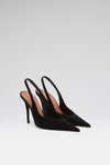 Anok 105 luxury black suede slingbacks