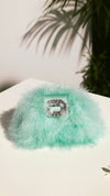Luxury turquoise feather clutch with crystal buckle