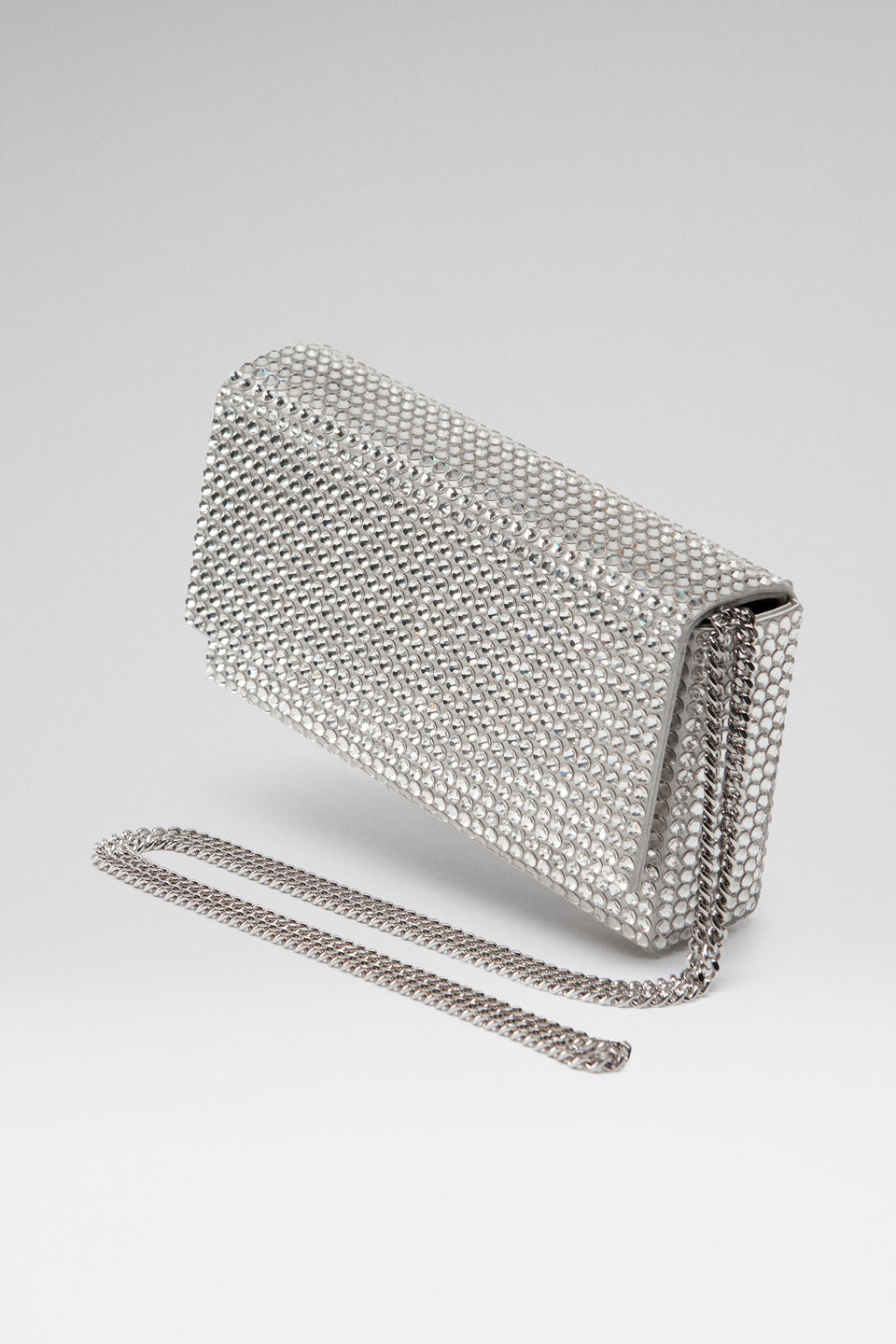 Paloma Mini Silver Satin And White Crystals