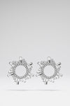 Begum Earrings White Crystals With Silver Base