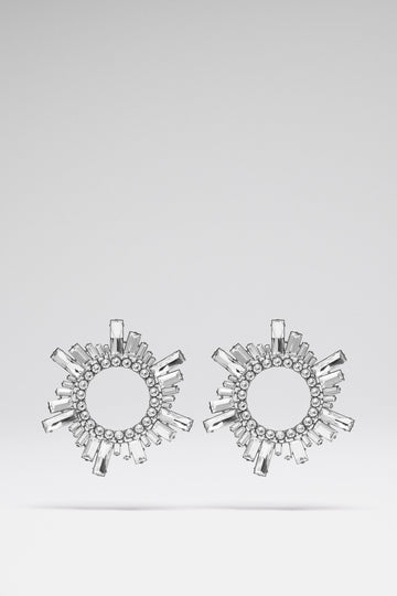 Begum Earrings White Crystals With Silver Base