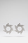 Begum Earrings White Crystals With Silver Base