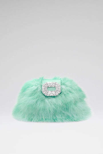 Camelia Clutch Mint Blue Feather