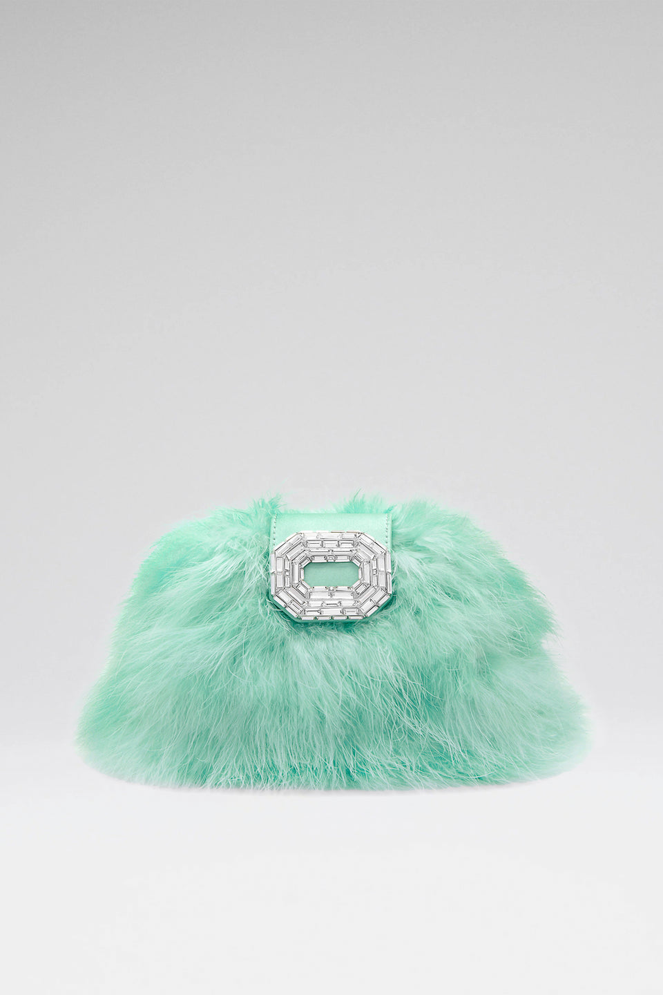Camelia Clutch Mint Blue Feather
