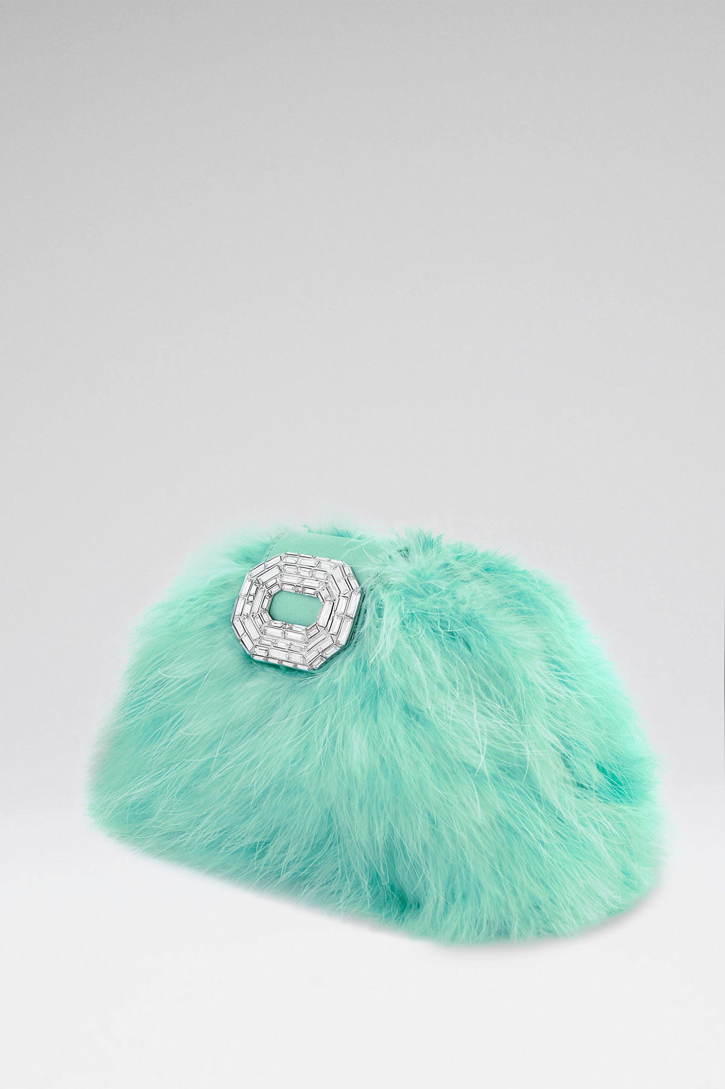Camelia Clutch Mint Blue Feather