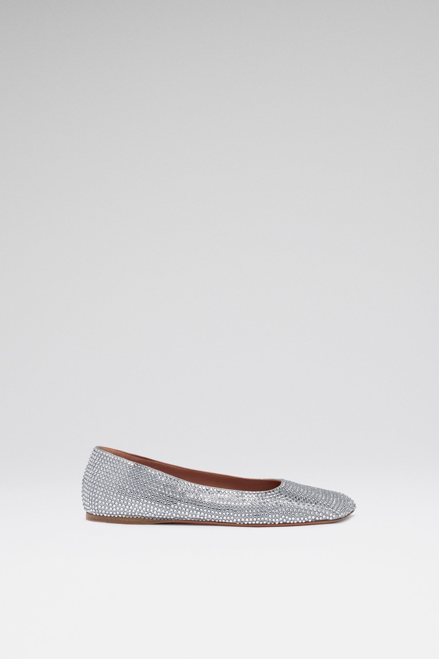 Ane Crystal Flat Silver Suede And White Crystals