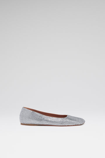 Ane Crystal Flat Silver Suede And White Crystals