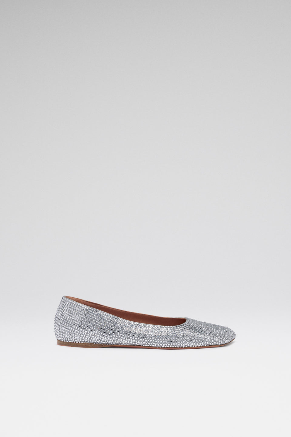 Ane Crystal Flat Silver Suede And White Crystals