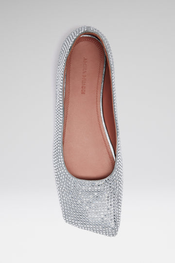 Ane Crystal Flat Silver Suede And White Crystals