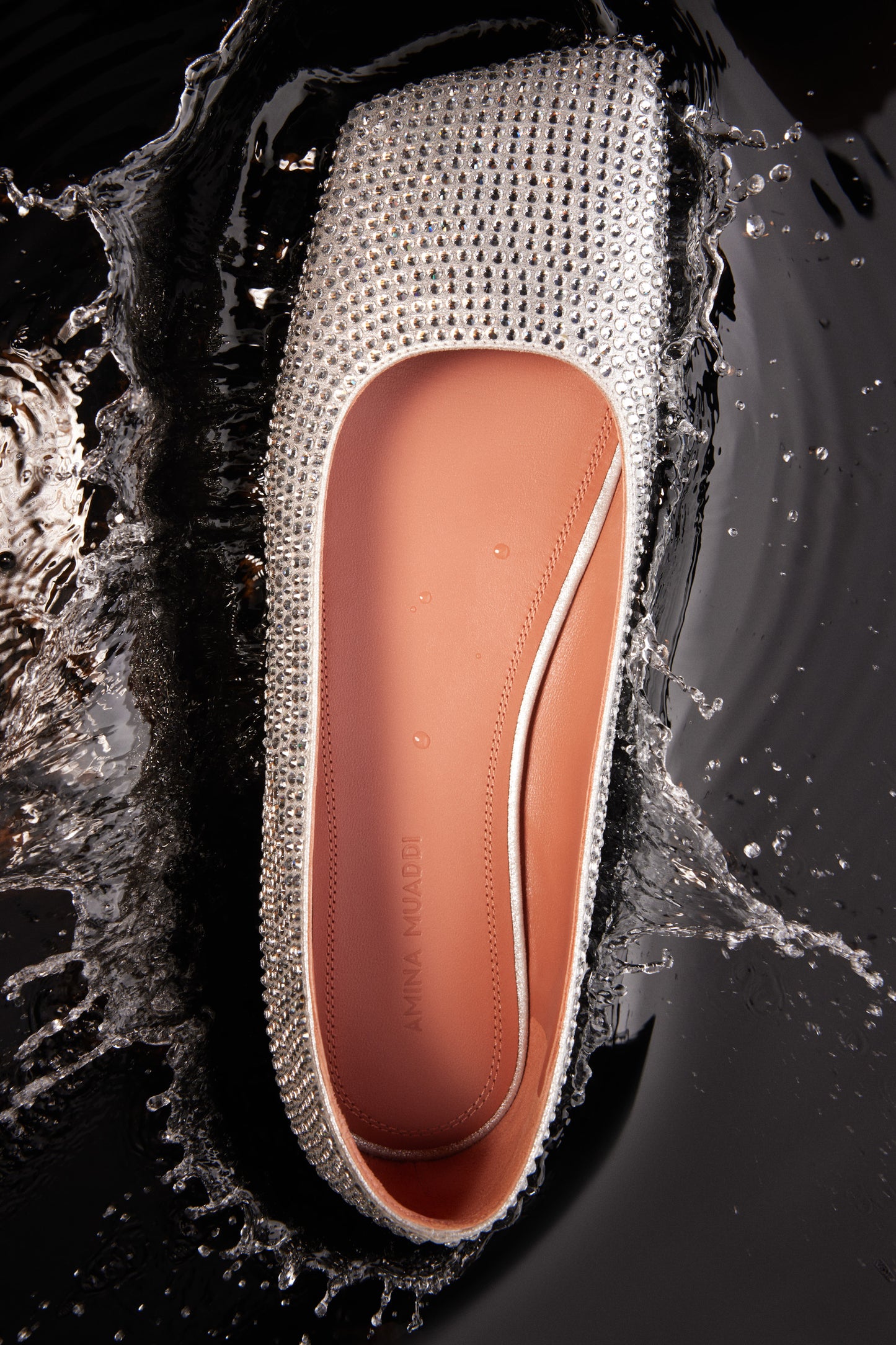 Ane Crystal Flat Silver Suede And White Crystals