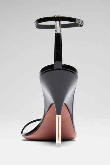 Bruna Sandal 95 Black Patent and Shiny Silver Heel