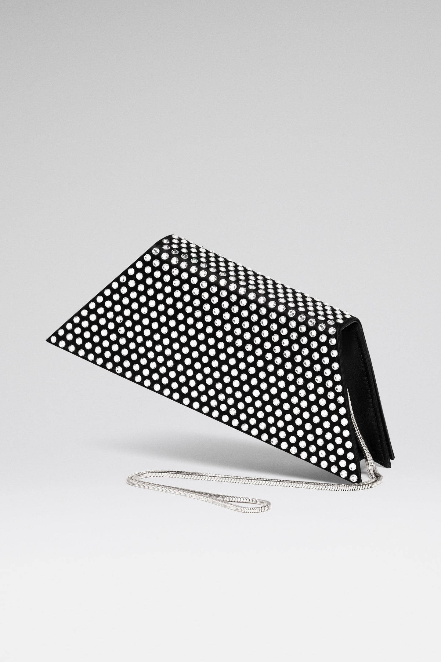 Superamini Yigit Clutch Black Satin And White Crystals