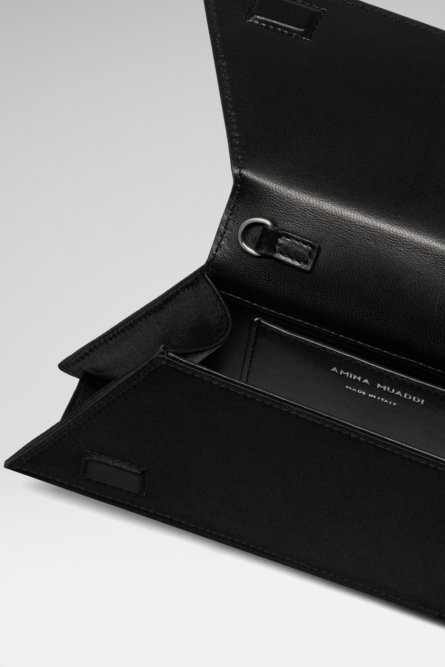 Superamini Yigit Clutch Black Satin And White Crystals