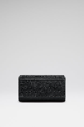 Superamini Paloma Black Satin with Jet Crystals and Gun Metal Hardware