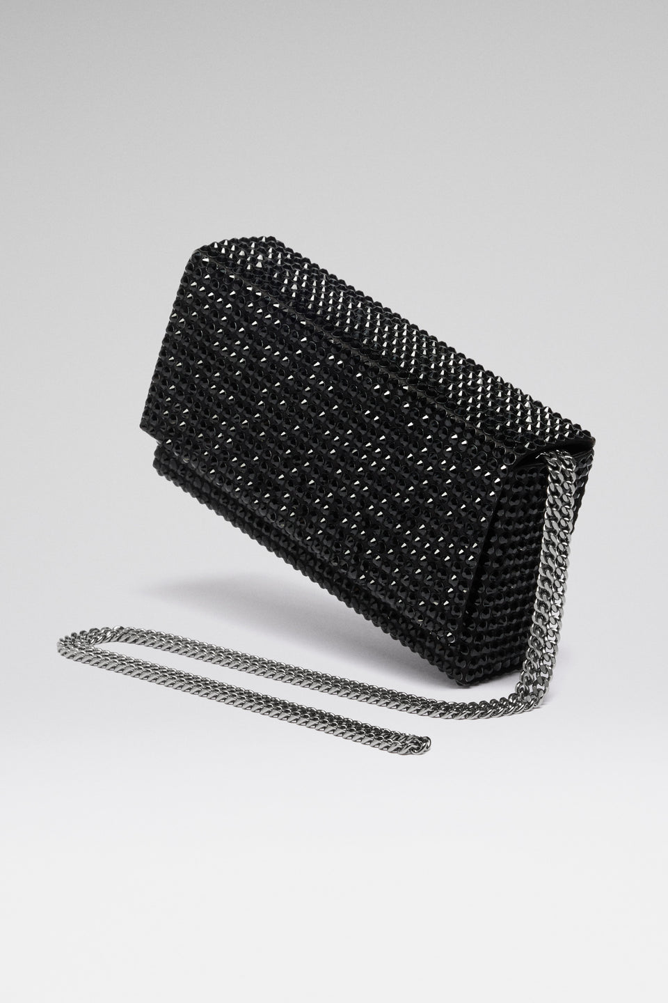 Superamini Paloma Black Satin with Jet Crystals and Gun Metal Hardware
