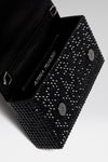 Superamini Paloma Black Satin with Jet Crystals and Gun Metal Hardware