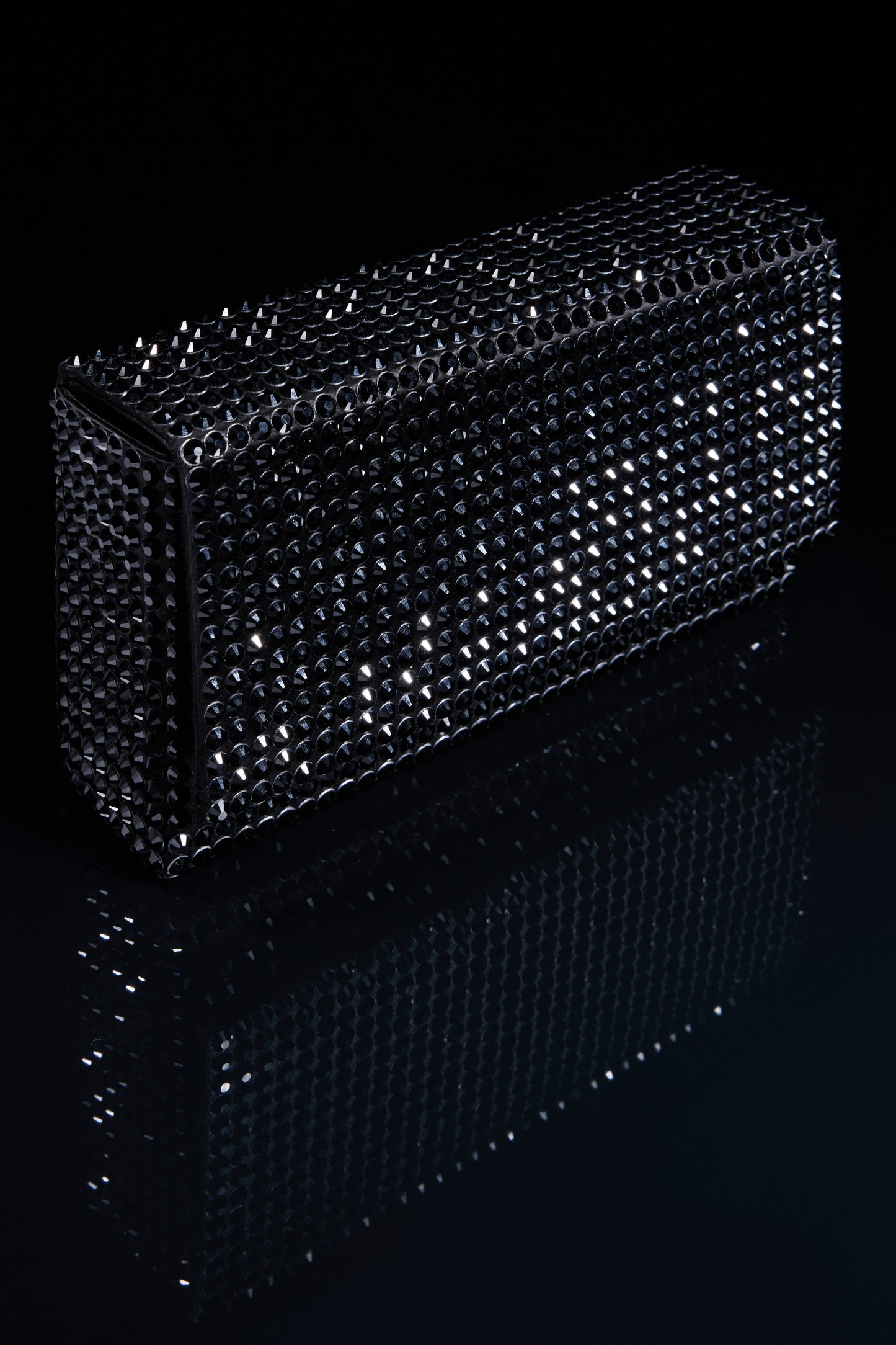 Superamini Paloma Black Satin with Jet Crystals and Gun Metal Hardware